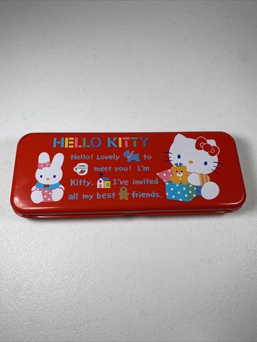 RARE Vintage 1987 Hello Kitty Pen Pencil Hard Case Red Sanrio Made In Japan