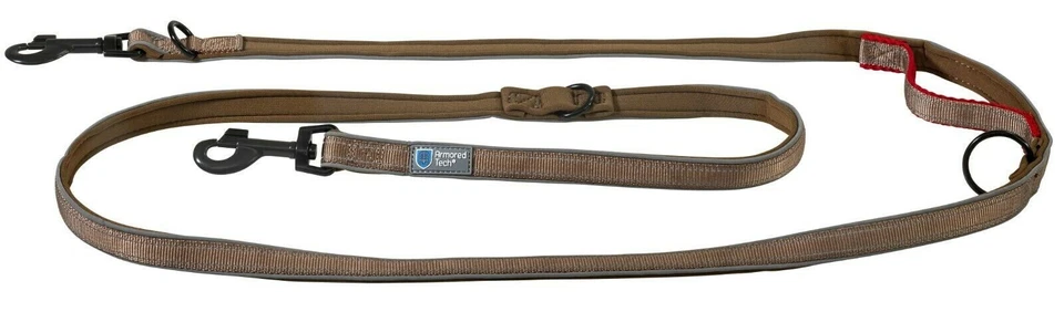 Armored Tech Dog Control Leine Hundeleine Mocca 220 cm reflektierend mit Griff