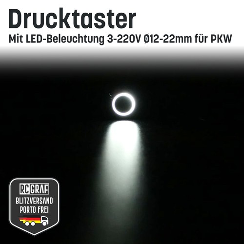 Metall Druckschalter Drucktaster KFZ LED beleuchtet 5-220V Ø 12 16 19 22 mm - Bild 50 von 59