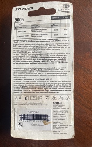 SYLVANIA - 9005 XtraVision - High Performance Halogen Headlight Bulb (1 Bulb) - Picture 2 of 2