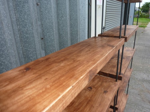 STUNNING INDUSTRIAL HAIRPIN RECLAIMED RUSTIC PINE BOOKCASE SHELVING SHOP DISPLAY - Picture 9 of 12