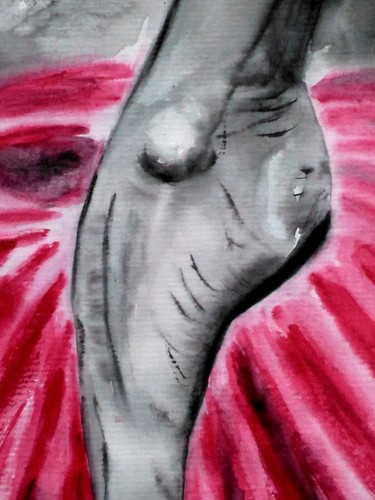 Feet Painting Ballet Original Art Dance Watercolor Foot Artwork Small Wall Art - Picture 3 of 12