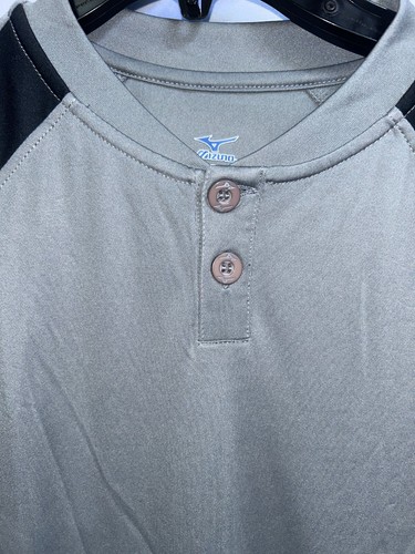 Camisa de béisbol gris MIZUNO DryLite para hombre talla ligera suave YM - Imagen 3 de 4