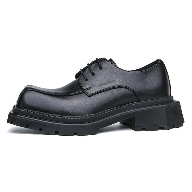 国内で当店のみ OGR - Square-Toe Mecha Platform Derby Shoes Men British Square Toe Platform Dress Business Lace Up Derby