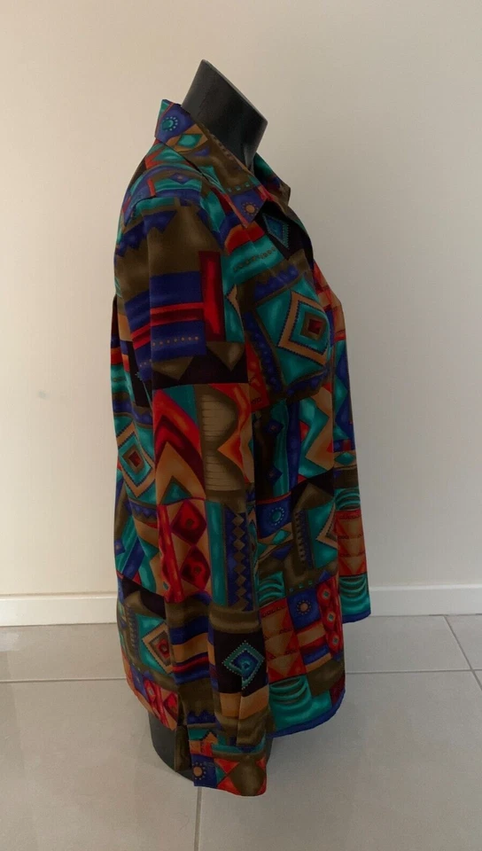 DRESS COMPANY STITCHES Womens Vintage Retro Multicoloured Buttoned Shirt Size 12 - Image 3 of 4