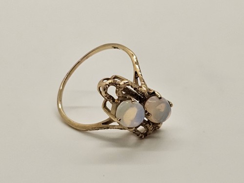 Vtg 10k Yellow Gold Ring With 2 Oval Opals Size 6.5-7, 1.99 Grams Cocktail Ring - Picture 2 of 10