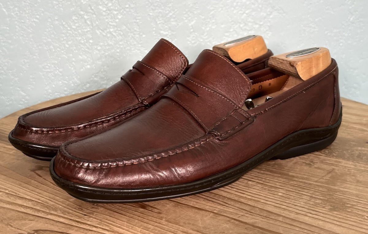 Men’s Santoni Carlo soft furnished leather penny loafers size 8 US made Italy SANTONI penny loafers  main image 3