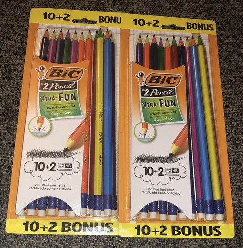 2er Set - BIC® Xtra Fun Bleistift, #2 HB, zweifarbige Farbläufe, 12er Pack (24)