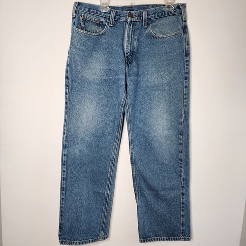 Carhartt Jeans Men’s 36 x 29 Relaxed Fit Straight Leg B460 DVB Denim Workwear - Picture 2 of 9