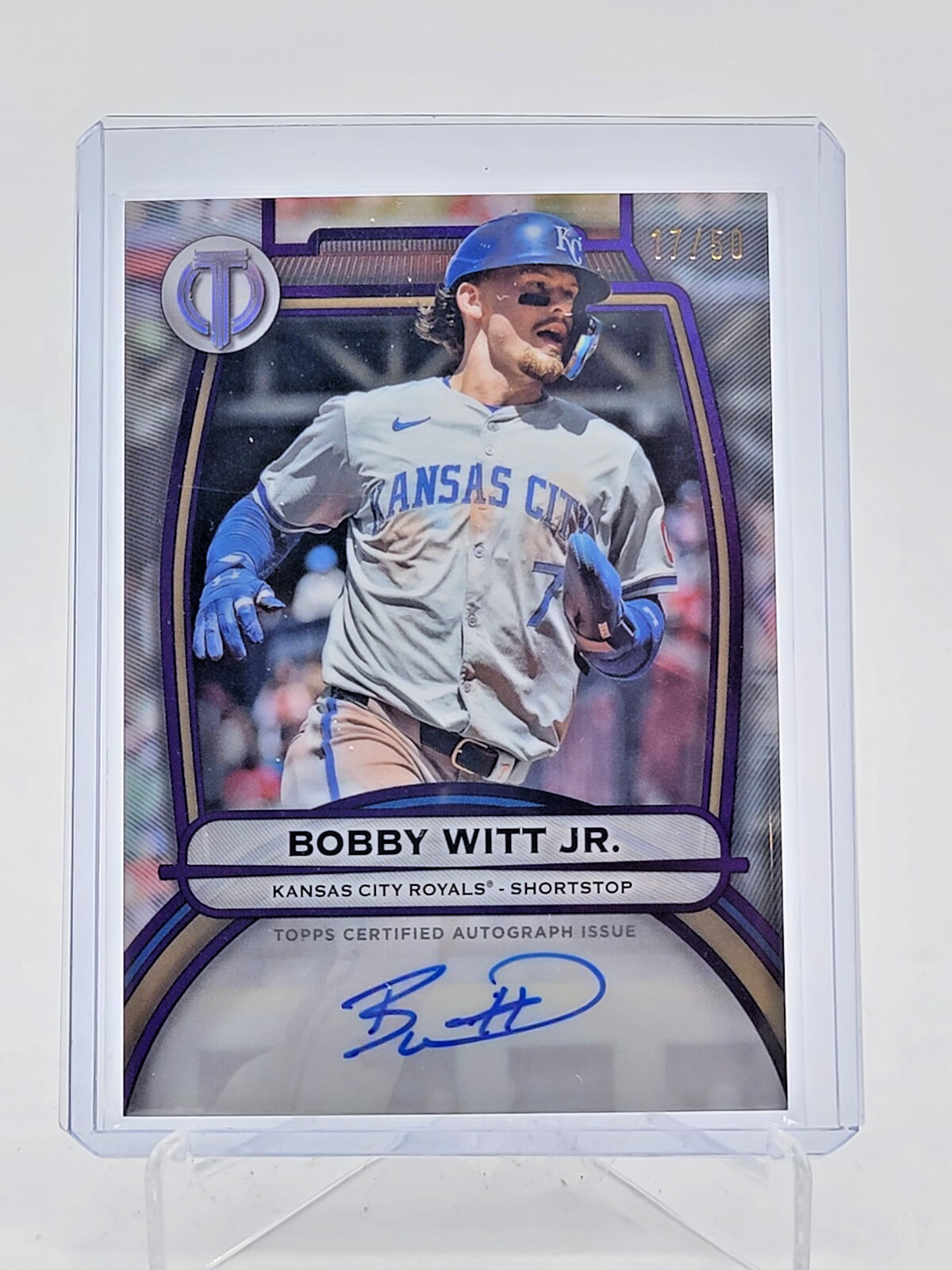 BOBBY WITT JR. 2025 TOPPS TRIBUTE AUTOGRAPH PURPLE /50 KANSAS CITY ROYALS Q4060