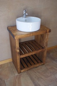 vanity sink bathroom unit washstand rustic basin wood chunky ready pine visit units