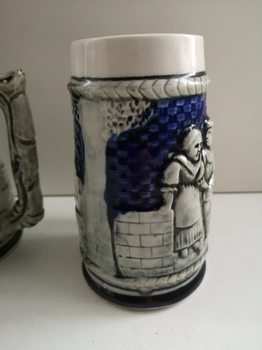 2 Bierkrug blau und grau Keramik - Bild 4 von 10