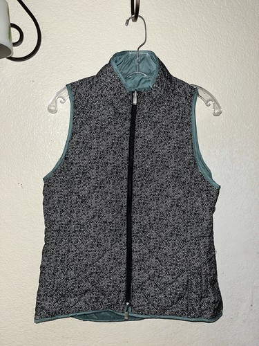 Peter Millar Green / Black/White Chevron Print Quilted Reversible Vest Jacket M - Picture 2 of 13