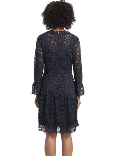 NEW Maggy London Womens Size 2 Lace Floral Party Cocktail Dress Navy Black $188 - Picture 3 of 9