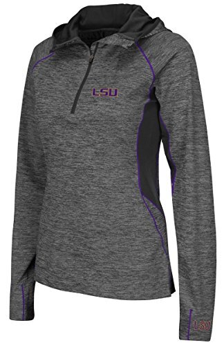 Colosseum LSU Tigers Women's NCAA 1/4 Zip Hooded Wind Shirt Gray/Purple - LARGE - Picture 1 of 6