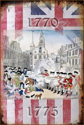 Arte personalizado Paul Revere Masacre de Boston con bandera de la Gran Unión cartel de metal - Imagen 2 de 2