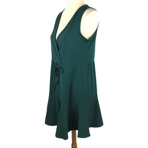 LUCKLISA Womens Dress Medium Green Sleeveless V Neck A Line Knee Length Stretch - Picture 2 of 11