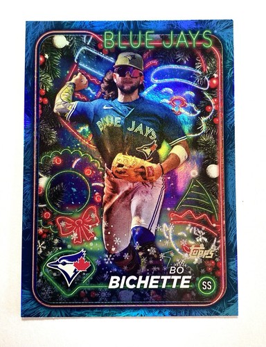 2024 Topps Holiday Blue Metallic Christmas Tree #H33 Bo Bichette - Blue Jays - Picture 2 of 5
