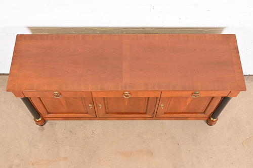 Baker Furniture French Empire Cherry Wood and Parcel Ebonized Sideboard - Picture 10 of 12