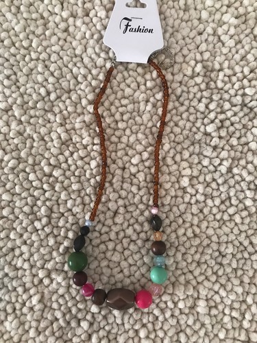 Collar de acrílico y madera con imitación rodio multicolor 18" nuevo con etiquetas - Imagen 11 de 13