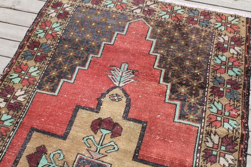Alfombra Turca 39''x69'' Vintage Color Claro Silenciado Oushak Alfombra Lana 100x177cm - Imagen 5 de 11
