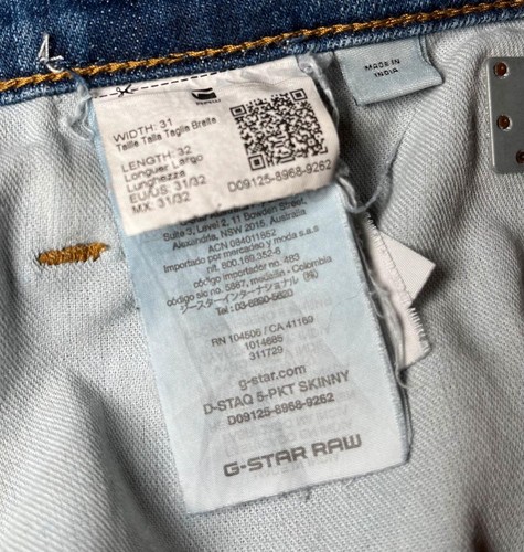 G-Star Jeans pantaloni uomo taglia W31 L32 blu chiaro D-Staq skinny top - Foto 4 di 4