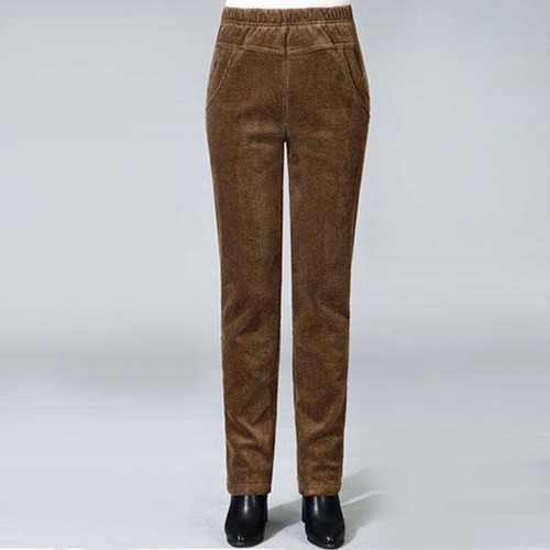 Mujeres Informales Forrados de Vellón Pana Pantalones Pantalones Pierna Recta Calce Ajustado Moda - Imagen 14 de 20