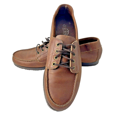 Colorado Mens Size 12 M Leather Brown Boat Shoe Loafer Flat Rubber Sole Lace - Picture 4 of 12