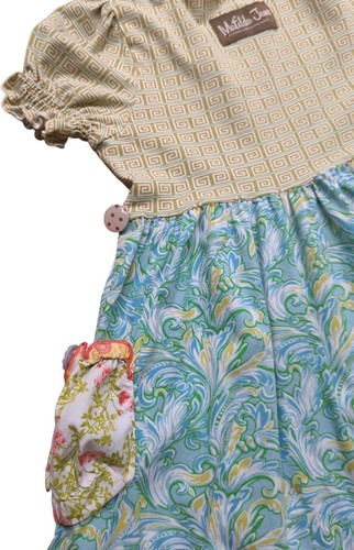 Matilda Jane Dress Serendipity Pullover Girls Size 6 Blue Green Side Pocket - Picture 5 of 9