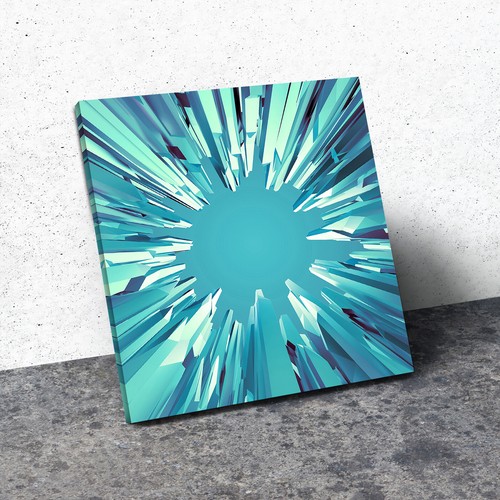 Teal Blue White Cool Square Abstract Photo Canvas Wall Art Large Picture Prints - Picture 2 of 6