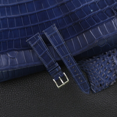 Genuine Real Navy Alligator Crocodile Leather Watch Strap Band 18mm 20mm 22mm