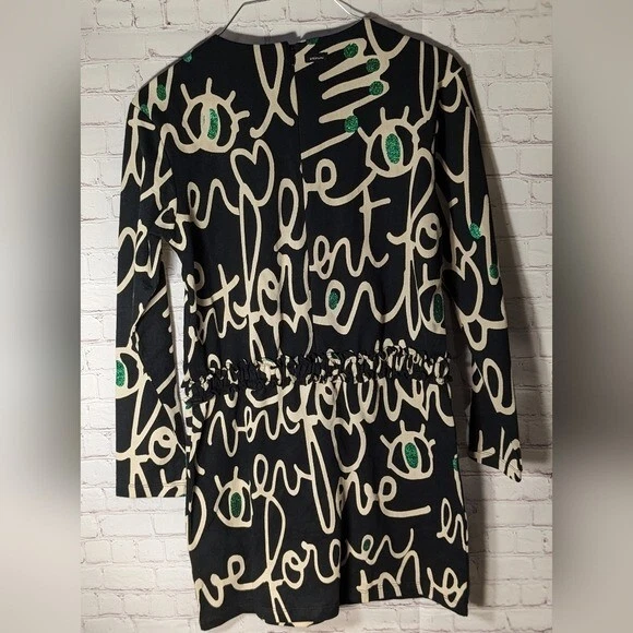 NUEVO CON ETIQUETAS CATIMINI Love Gráfico Fuente Manga Larga Cintura Ajustada Vestido Niñas 12 CP30025 Foto 3 de 4