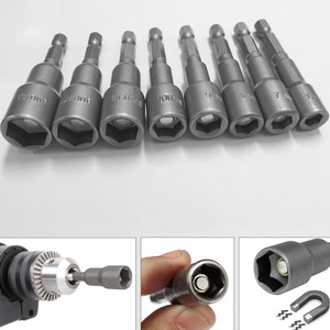 8pc 1//4 Hex Magnetic Nut Driver Socket Set Metric Impact Perceuse Embouts 6 To 13 mm