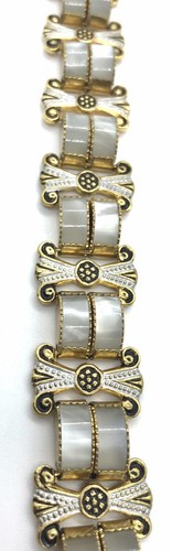 Vintage Mid-Century Damascene Lucite Panel Link Bracelet - Photo 5 sur 6