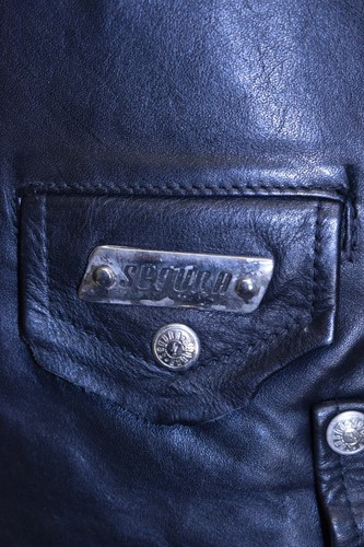SEGURA VINTAGE 80s 90s BLACK LEATHER BIKER CASUAL JACKET RARE MENS size LARGE - Picture 3 of 12