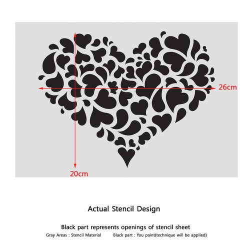 Plantilla reutilizable para corazón para pintura habitación pared hágalo usted mismo decoración - Imagen 3 de 3