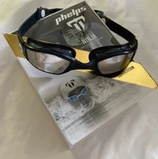 Phelps Ninja Swim Googles with Mirrored  Lenses Adult Unisex NEW IN BOX Black