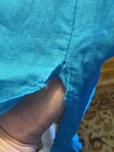 Bellambia Made In Italy Blue Linen Top Size M (12-14) Side Split Defect See Pics - Picture 3 of 7