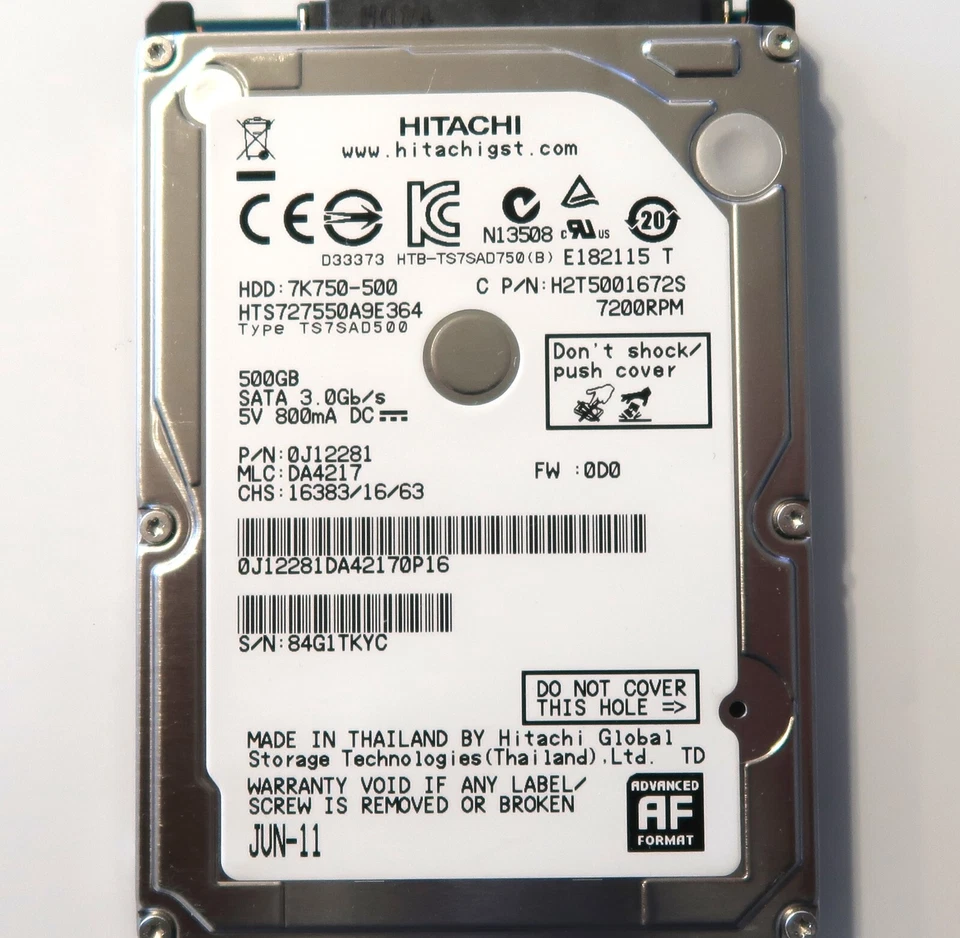Hitachi HTS727550A9E364 0J12281 DA4217 Thailand 2.5" 500gb Sata JUN-11 - Image 2 of 2
