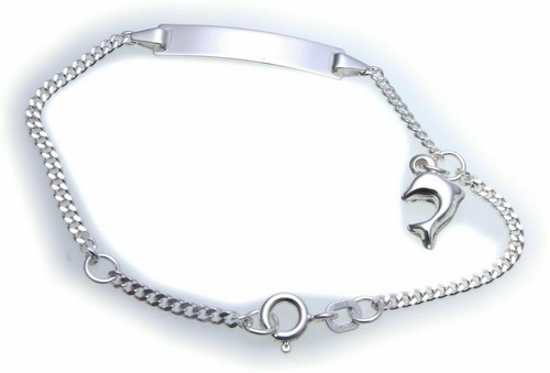 Pulsera infantil cadena blindada delfín 16 cm incl. grabado plata 925 con ojal intermedio - Imagen 2 de 2