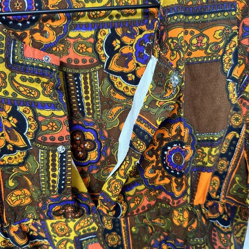 Vintage Tiki Print Shift Wiggle Dress Orange/Brown/Purple/Black Size XS/Small - Picture 12 of 13