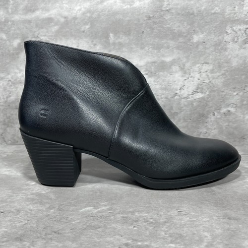 Shoes For Crews Black Leather Ankle Booties Side Zip Heeled Women's Size 10 - Picture 8 of 13