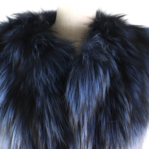 Yves Salomon Vest Gilet Blue Fox Fur Silk Women Outerwear Made in France - Picture 4 of 10