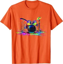 Colorful Splatter Drum Kit For Music Lovers Design Unisex T-Shirt