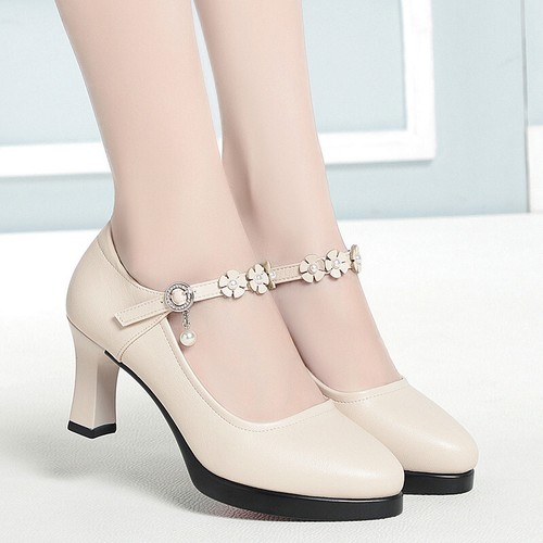 Para mujer Tacones altos Qipao espectáculo zapatos de trabajo plataforma cómodos Mary Janes zapatos de salón - Imagen 3 de 14
