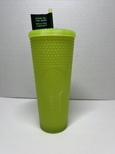 New Starbucks Glow in the Dark 24 oz Cold Cup Green Studded Cup With Straw