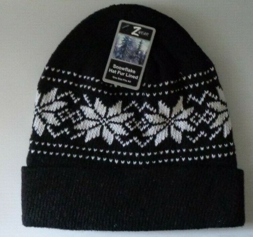 WINTER Warm Knit Fleece Lined Snowflake Design HAT Beanie Unisex - Picture 12 of 17