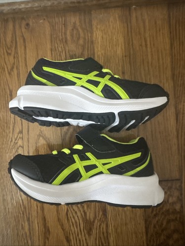 ASICS Jolt 3 Pre-school Kids Black/Hazard Green Size 10 Shoes - Picture 8 of 9
