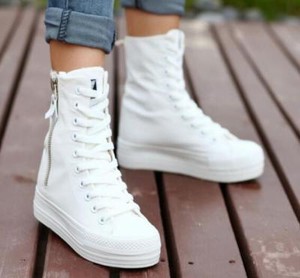 Women-039-s-Lace-Up-Flat-High-Top-Platform-Ankle-Boots-Canvas-Sneakers-Casual-Shoes