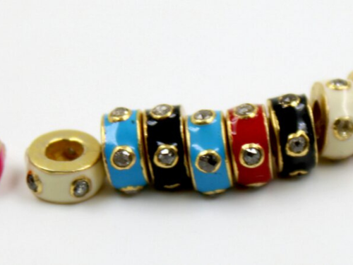 Enamel Spacer 925 Sterling Silver Beads Handmade Jewelry Beads 6mm Round Bead NS - Picture 8 of 12